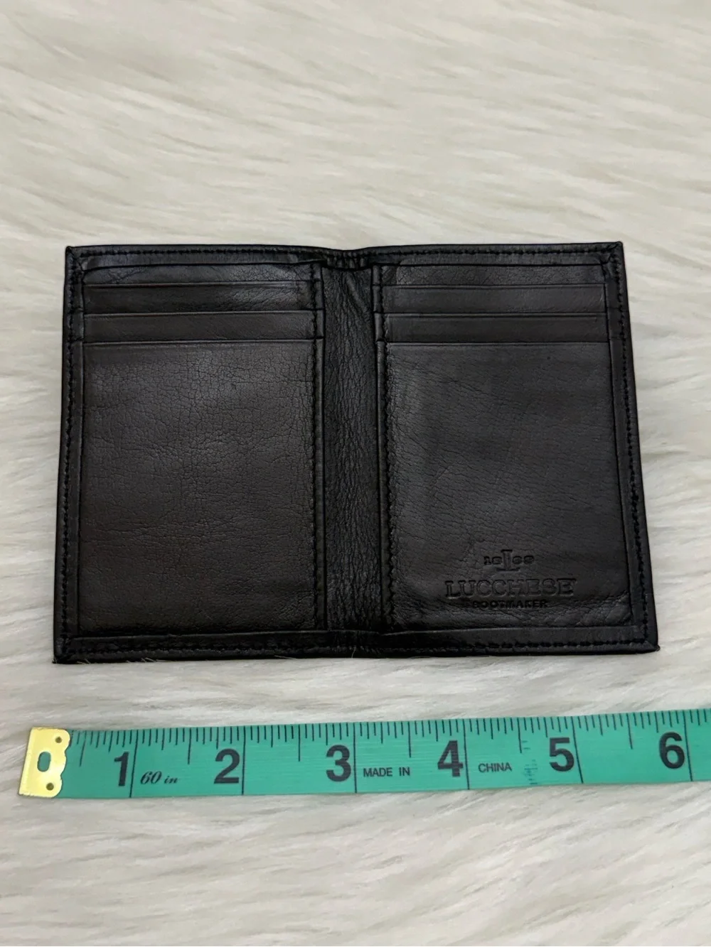 LUCCHESE - BLACK SOFT CALFSKIN LEATHER BIFOLD CARDHOLDER WALLET
